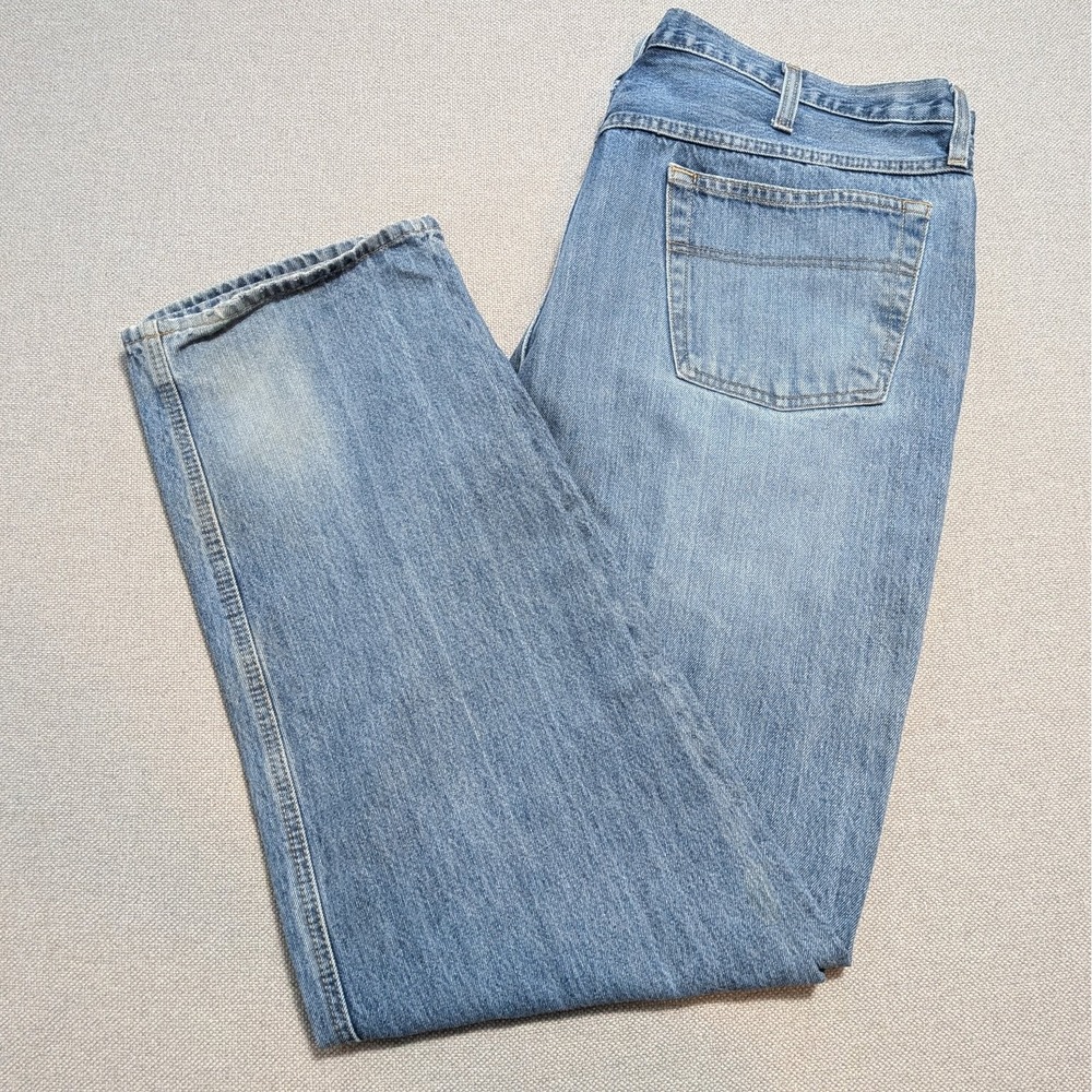 Cinch Black Label Mens 40x34 Light Wash Straight Leg Denim Cowboy Blue Jeans